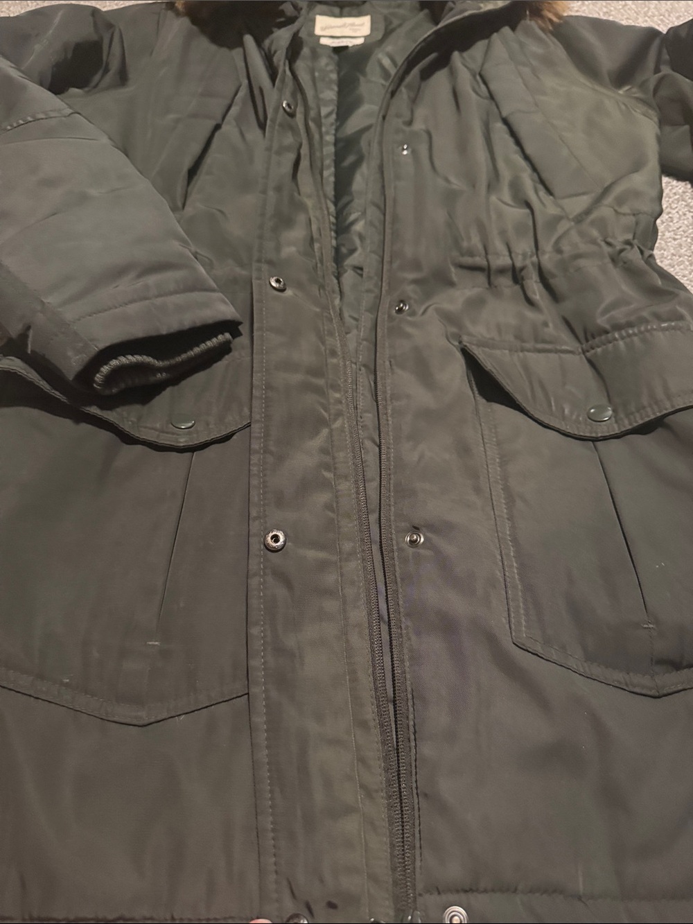 Universal Thread Olive Green Parka with Faux Fur Trim Hood - Picture 8 of 11